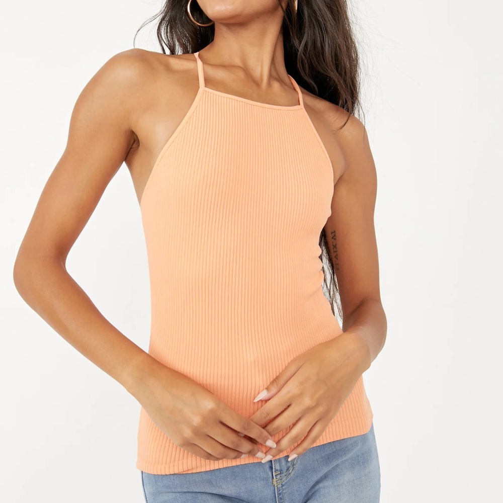 Free People "Mmkay" Ribbed Tank in Mango